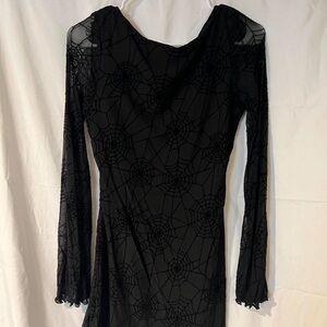 SHEIN Black Asymmetrical Spider Web Dress